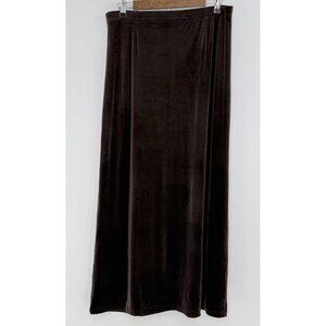 Frenchi Women’s Brown Velvet Stretch‎ Pull On Maxi Skirt Size L, Minimalist 90’s
